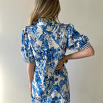 Royal & White Floral Print Dress