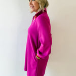 Ruffle Accent Button Down Shirt - Magenta