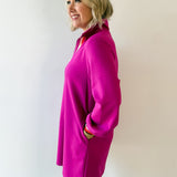 Ruffle Accent Button Down Shirt - Magenta