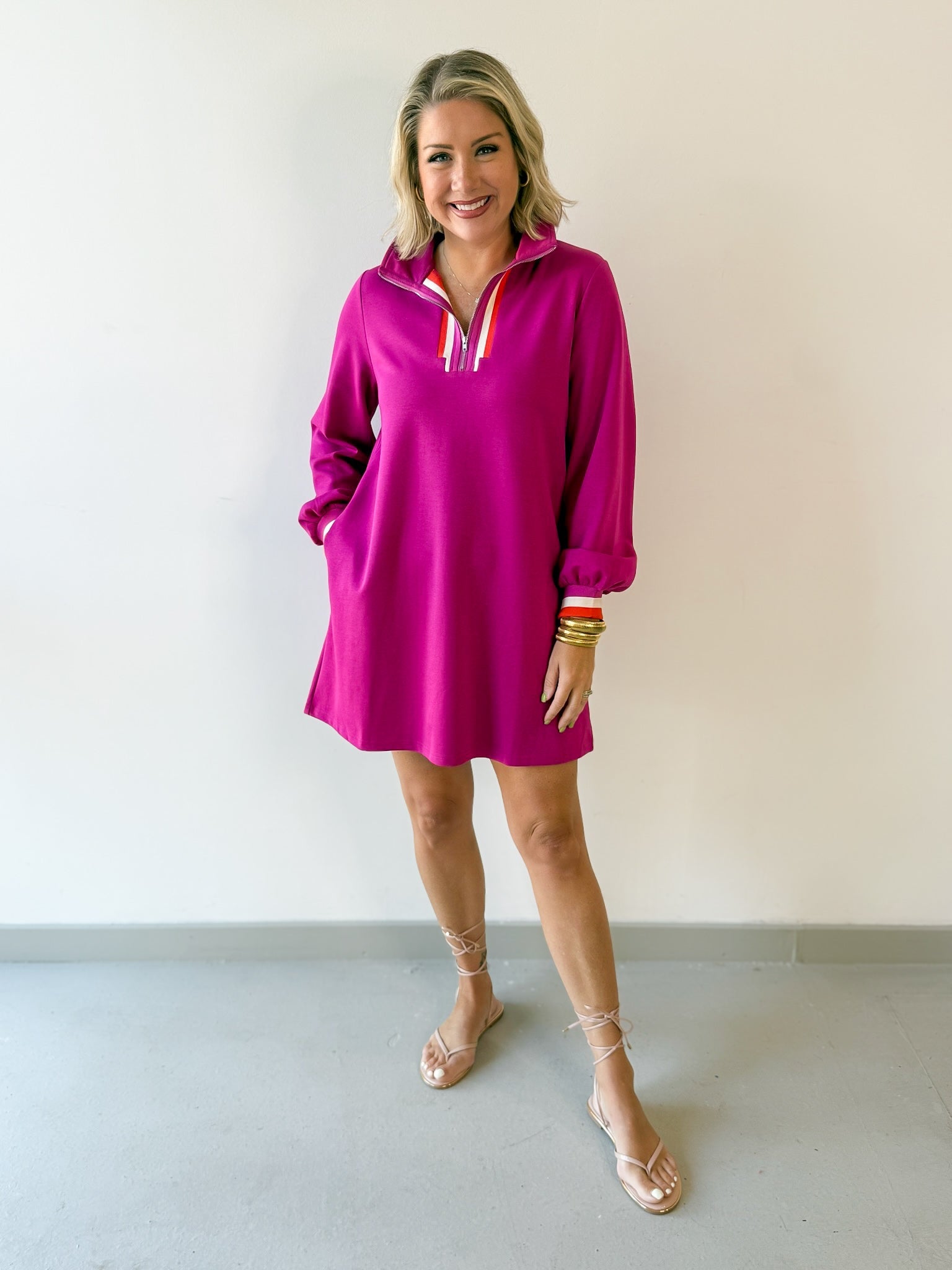 Ruffle Accent Button Down Shirt - Magenta