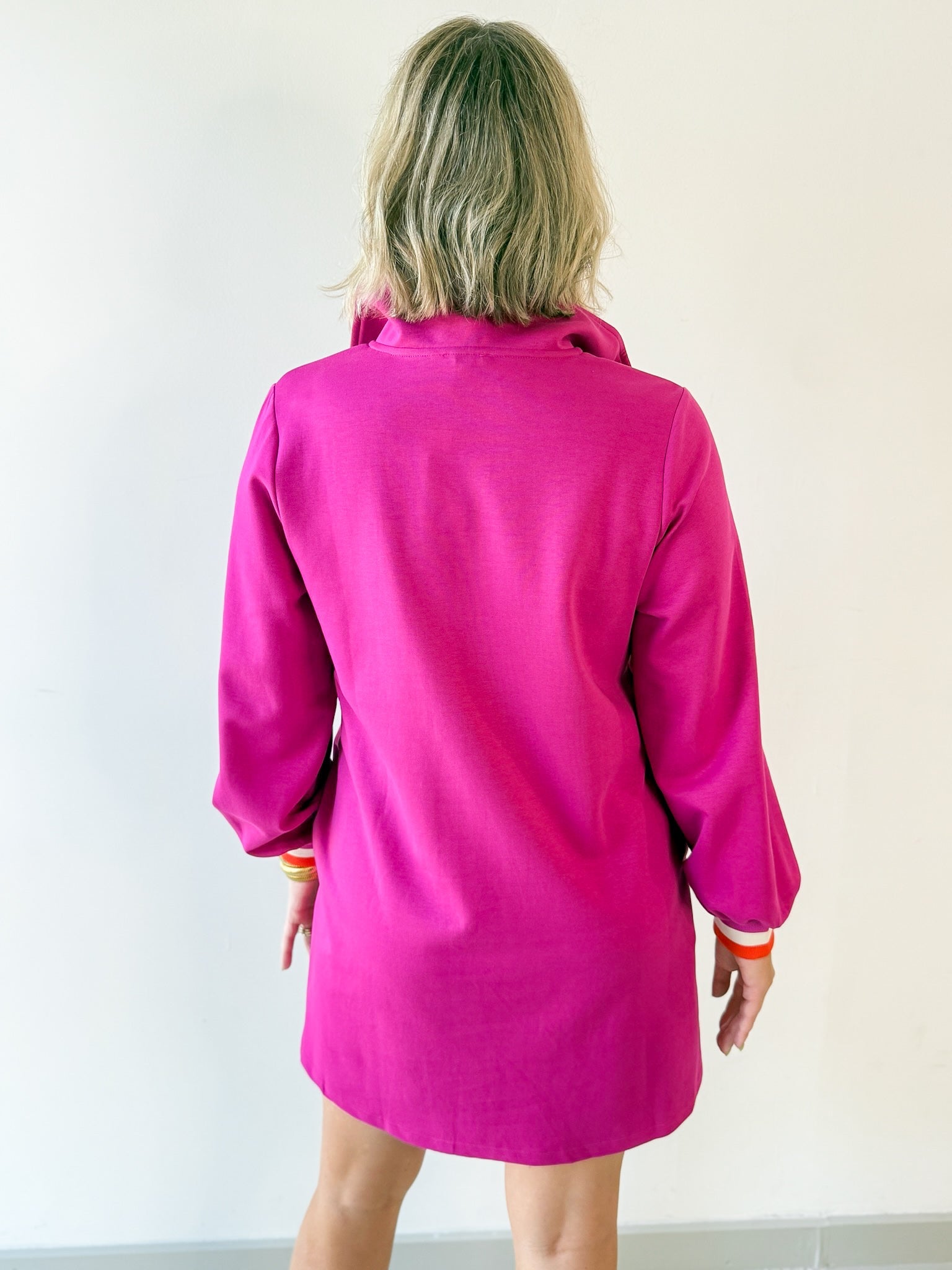 Ruffle Accent Button Down Shirt - Magenta
