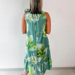 Ruffle Neck Tie Midi Dress