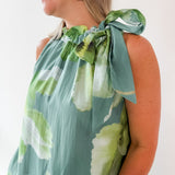 Ruffle Neck Tie Midi Dress