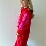 Ruffle Neck Two Tone Dress