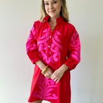 Ruffle Neck Two Tone Dress