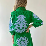 Ruffle Neck Two Tone Dress