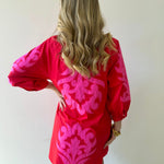 Ruffle Neck Two Tone Dress