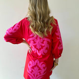 Ruffle Neck Two Tone Dress