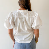 Ruffled Collar Puff Sleeve Top