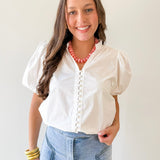 Ruffled Collar Puff Sleeve Top