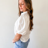 Ruffled Collar Puff Sleeve Top