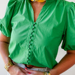 Ruffled Collar Puff Sleeve Top