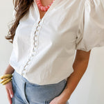 Ruffled Collar Puff Sleeve Top