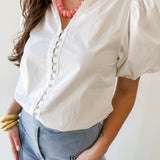 Ruffled Collar Puff Sleeve Top