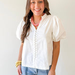 Ruffled Collar Puff Sleeve Top