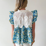 Ruffled & Combined Mesh Top