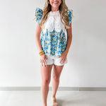 Ruffled & Combined Mesh Top