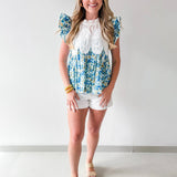 Ruffled & Combined Mesh Top