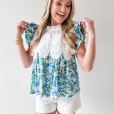 Ruffled & Combined Mesh Top