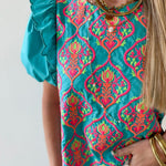 Ruffled Embroiderd Top - Aqua