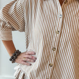 Ruffled Hem Striped Button Jacket