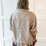 Ruffled Hem Striped Button Jacket