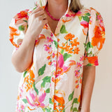 Ruffled Neck Shirt Dress