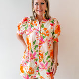 Ruffled Neck Shirt Dress