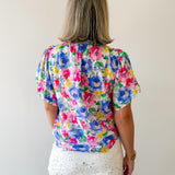 Ruffled V-Neck Floral Top