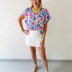 Ruffled V-Neck Floral Top