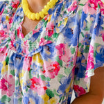 Ruffled V-Neck Floral Top