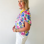 Ruffled V-Neck Floral Top