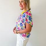 Ruffled V-Neck Floral Top