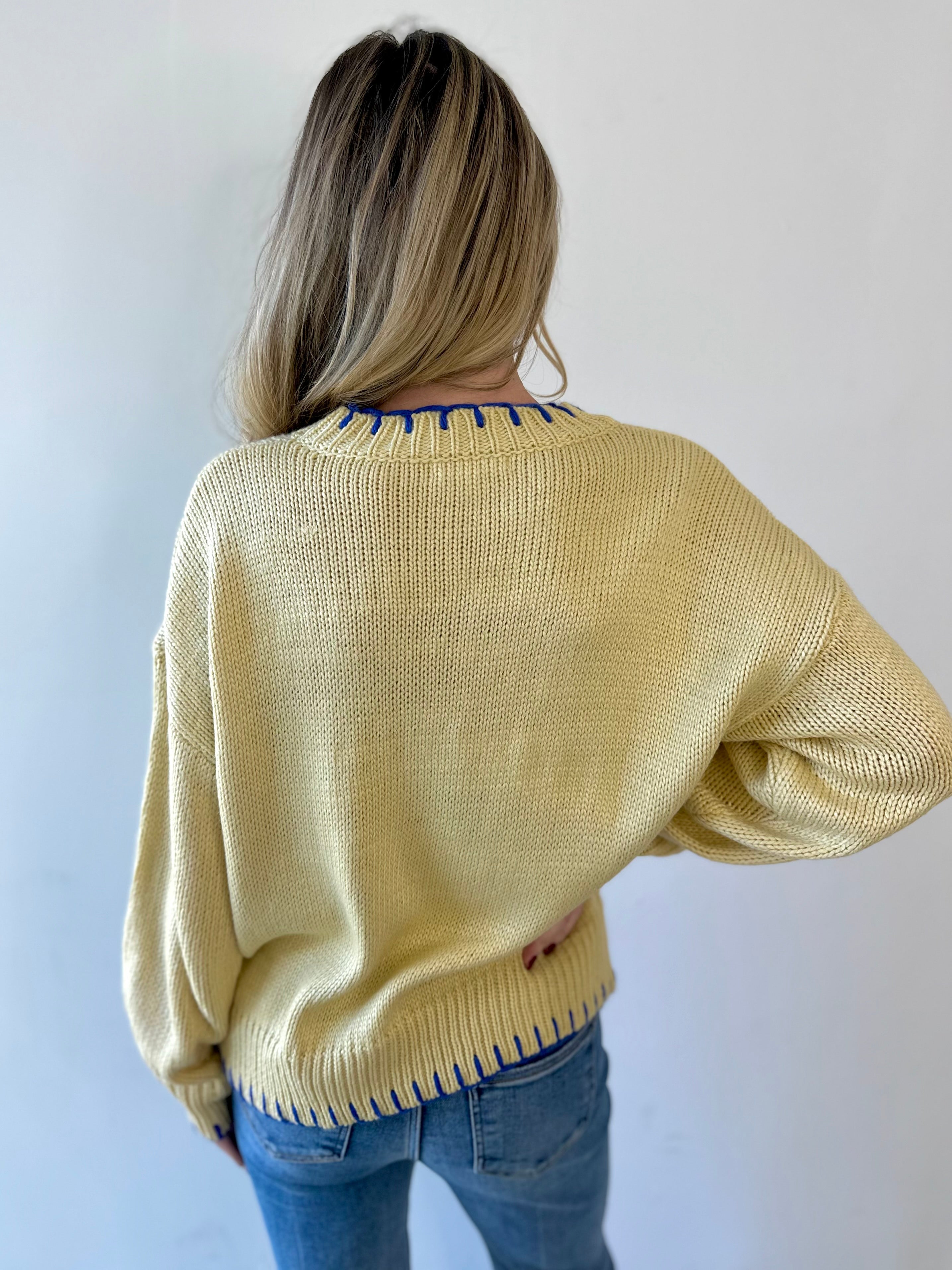 Sailboat Embroidery Sweater - Butter