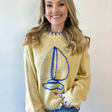 Sailboat Embroidery Sweater - Butter