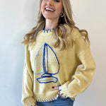 Sailboat Embroidery Sweater - Butter