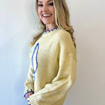 Sailboat Embroidery Sweater - Butter