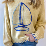 Sailboat Embroidery Sweater - Butter