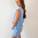 Sailor Knit Stripe Top & Short Set - Blue