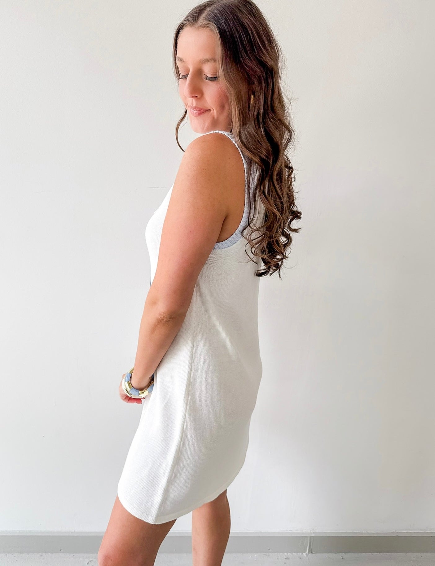 Sardine Embroidered Knit Dress