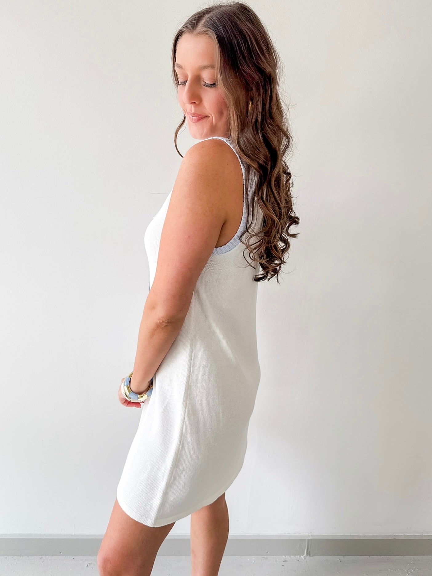 Sardine Embroidered Knit Dress