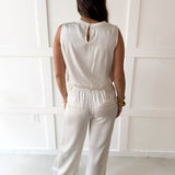 Satin Top & Wide Leg Pants set - Cream