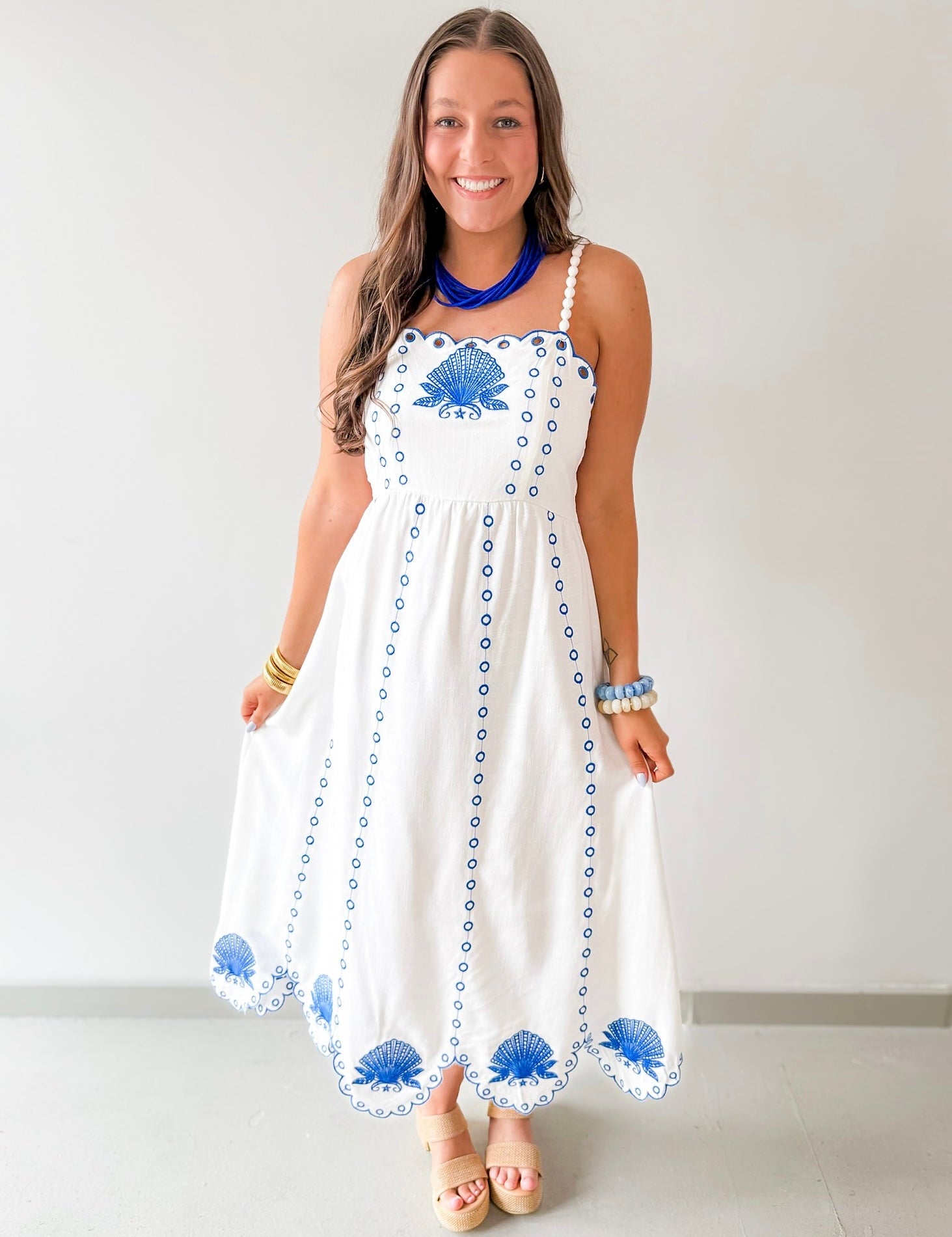 Scallop Edge Detail Maxi Dress