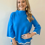 Scallop Edge Mock Neck Sweater