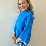 Scallop Edge Mock Neck Sweater