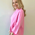 Scallop Edge Mock Neck Sweater