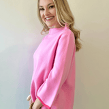 Scallop Edge Mock Neck Sweater