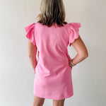 Scallop Flutter Sleeve Mini Dress - Pink