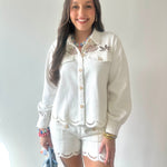 Scallop Hem Denim Short