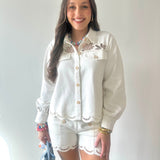 Scallop Hem Denim Short